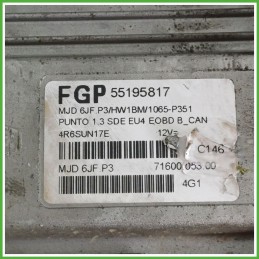 Centralina Motore Iniezione ECU MAGNETI MARELLI MJD6JF.P3 FIAT PUNTO 2U 1.3 16V MJT 51kw 55195817 2003 2007