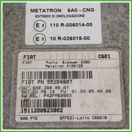 Centralina Motore Iniezione GAS METATRON 4100120 FIAT PUNTO CLASSIC 2U 1.2 44kw 55204807 2007 2011