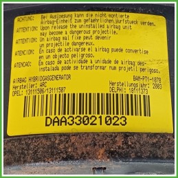 Airbag Guidatore Sinistro SX OPEL CORSA X01 1.3 16V 13111507 2000 2006 DELPHI 18111373