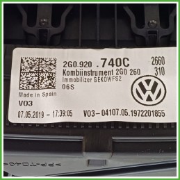 Quadro strumenti contachilometri tachimetro CONTINENTAL A2C17031000 VOLKSWAGEN T-CROSS 1.0 Twin Spark 2G0920740C