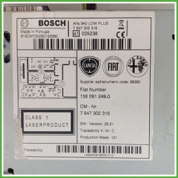 Autoradio ALFA ROMEO GIULIETTA X7 1.6 JTDm 156096877 2010 2013 BOSCH 7647302316