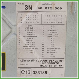 Autoradio CHEVROLET (DAEWOO) CAPTIVA C100 2.4 16V 96628294 2006 2011 FUJITSU 122000-95402101