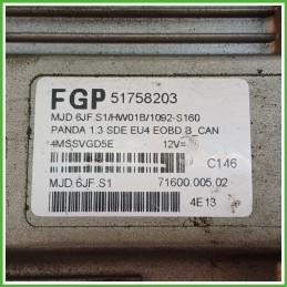 Centralina Motore Iniezione ECU MAGNETI MARELLI MJD6JF.S1 FIAT PANDA 2Q 1.3 16V 51kw 51758203 2003 2010