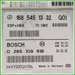 Centralina Controllo Elettronico Stabilita ESP+HBA BOSCH 0265109619 MERCEDES-BENZ Classe A W168 A1685453532 2001 2004