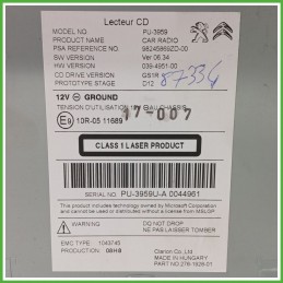 Infotainment PEUGEOT 2008 98245869ZD 2016 2017 CLARION PU-3959
