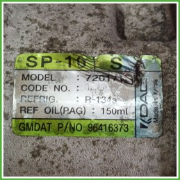 Compressore Clima AC Aria Condizionata KDAC SP-10 CHEVROLET (DAEWOO) AVEO T250 96416373
