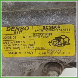 Compressore Clima AC Aria Condizionata DENSO SCSB06 LANCIA YPSILON TI 51747318