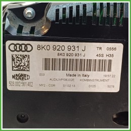 Quadro strumenti contachilometri tachimetro MAGNETI MARELLI 503.002.561.402 AUDI A4 8K 2.0 TDI 8K0920931J