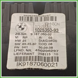 Quadro strumenti contachilometri tachimetro JOHNSON CONTROLS 1025350-93 BMW Serie 3 E90/E91 62109316127