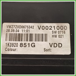 Quadro strumenti contachilometri tachimetro SIEMENS 110.080.246/041 VOLKSWAGEN GOLF 1K 1.6 16V 1K0920851G
