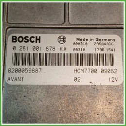Centralina Motore Iniezione ECU BOSCH 0281001878 RENAULT CLIO 2a Serie 1.9 59kw 8200059887 1998 2001