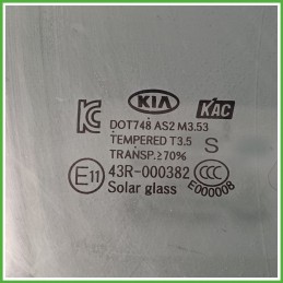 Cristallo Laterale Scendente Anteriore Destro DX KIA RIO 3a Serie 5 Porte 824211W020 2015 2017 KAC Korea Autoglass