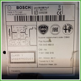 Autoradio LANCIA YPSILON TK 1.3 16V MJT 735590826 2011 2016 BOSCH 7641392316