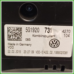 Quadro strumenti contachilometri tachimetro VDO A2C9078800 VOLKSWAGEN GOLF VARIANT 1.6 TDI 5G1920731