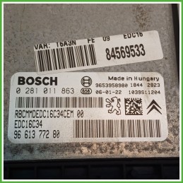 Centralina Motore Iniezione ECU BOSCH 0281011863 PEUGEOT 307 1.6 16V 66kw 1939XV 2005 2008