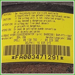Airbag Guidatore Sinistro SX OPEL CORSA X01 1.0 12V 13111507 2000 2006 DELPHI 16835215