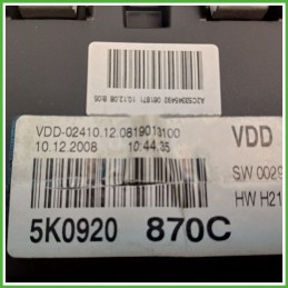 Quadro strumenti contachilometri tachimetro VDO VDD-024010 VOLKSWAGEN GOLF 5K/AJ 2.0 TDI 5K0920870C
