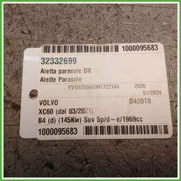 Aletta Parasole Destro DX VOLVO XC60 32332699 2021