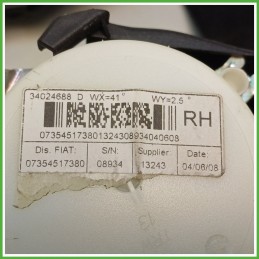 Cintura di Sicurezza Posteriore Destro DX (Lato Passeggero) FIAT 500 3P 1.3 16V MJT 735451738 2007 2015