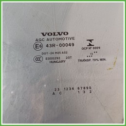 Cristallo Laterale Scendente Anteriore Sinistro SX VOLVO V40 Cross Country 5 Porte 32244818 2012 2018 AGC AUTOMOTIVE