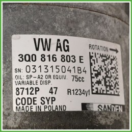 Compressore Clima AC Aria Condizionata SANDEN 8712P SKODA FABIA NJ 5Q0816803H