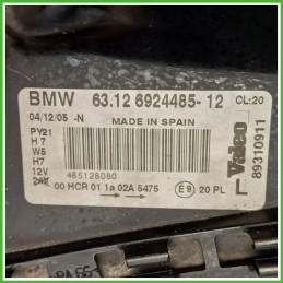 Faro Fanale Proiettore Anteriore Sinistro SX VALEO 89310911 BMW Serie 1 E87 63117193387 Usato