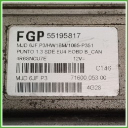 Centralina Motore Iniezione ECU MAGNETI MARELLI MJD6JF.P3 FIAT PUNTO 2U 1.3 16V MJT 51kw 55195817 2003 2007