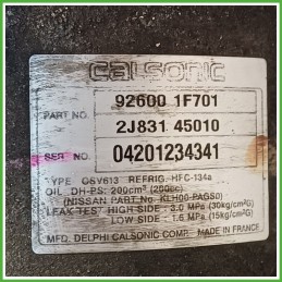 Compressore Clima AC Aria Condizionata CALSONIC 2J831-45010 NISSAN MICRA K11E 926001F710