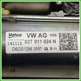 Motorino Avviamento VALEO D6GS12M VOLKSWAGEN POLO 6R 02T911024N
