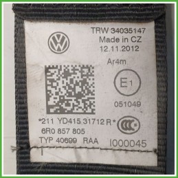 Cintura di Sicurezza Posteriore Sinistro SX (Lato Guida) VOLKSWAGEN POLO 6R 1.4 6C0857805RAA 2009 2012 TRW 34035147