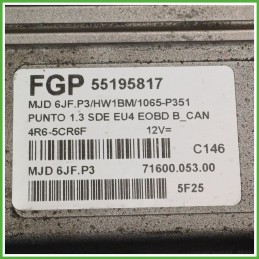 Centralina Motore Iniezione ECU MAGNETI MARELLI MJD6JF.P3 FIAT PUNTO 2U 1.3 16V MJT 51kw 55195817 2003 2007