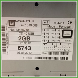 Autoradio OPEL CORSA S07 1.2 13466742 2011 2015 DELPHI 497316088