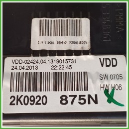 Quadro strumenti contachilometri tachimetro VDO A2C81396500 VOLKSWAGEN CADDY 2.0 2K0920876CV