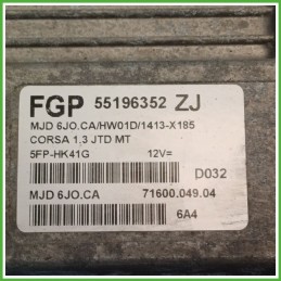 Centralina Motore Iniezione ECU MAGNETI MARELLI MJD6J0.CA OPEL CORSA X01 1.3 16V 51kw 55197119 2000 2006