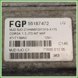 Centralina Motore Iniezione ECU MAGNETI MARELLI MJD6JO.C1 OPEL CORSA X01 1.3 16V 51kw 55197119 2000 2006