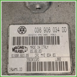 Centralina Motore Iniezione ECU MAGNETI MARELLI IAW4MV.DD VOLKSWAGEN POLO 9N 1.4 16V 55kw 036906034S 2001 2005