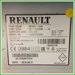 Infotainment RENAULT CLIO 4a Serie 1.5 dCi 281159981R 2012 2016 RENAULT LAN5210WR1
