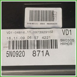 Quadro strumenti contachilometri tachimetro VDO A2C53293368 VOLKSWAGEN TIGUAN 5N 1.4 5N0920870CZ02