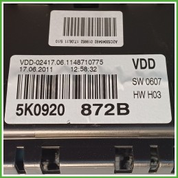 Quadro strumenti contachilometri tachimetro VDO VDD-02416.03 VOLKSWAGEN GOLF 5K/AJ 1.6 5K0920872