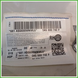 Airbag Laterale Destro DX VOLKSWAGEN GOLF 5K/AJ 1.6 5K6880742F 2008 2012 AUTOLIV ASG600WNWL6