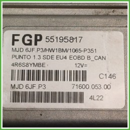 Centralina Motore Iniezione ECU MAGNETI MARELLI MJD6JF.P3 FIAT PUNTO 2U 1.3 16V MJT 51kw 55195817 2003 2007