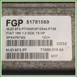 Centralina Motore Iniezione ECU MAGNETI MARELLI MJD6F3.P7 FIAT GRANDE PUNTO 2Y 1.3 MJT 55kw 51825024 2005 2008