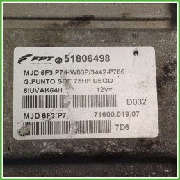 Centralina Motore Iniezione ECU MAGNETI MARELLI MJD6F3.P7 FIAT GRANDE PUNTO 2Y 1.3 MJT 55kw 51825024 2005 2008
