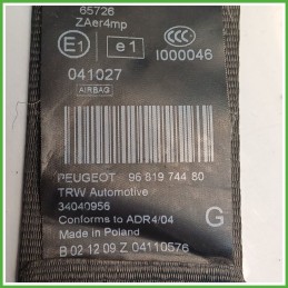 Cintura di Sicurezza Anteriore Sinistro SX (Lato Guida) PEUGEOT 3008 1.6 8975HL 2009 2013 TRW 34071115D