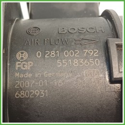 Debimetro Misuratore Massa Aria BOSCH 0281002792 FIAT IDEA 4D/2S 1.3 16V 55183650 2003 2012