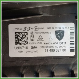 Faro Fanale Proiettore Anteriore Destro DX VALEO 1STD192100-2 PEUGEOT 508 9848662780 Usato