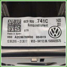 Quadro strumenti contachilometri tachimetro VDO A2C96769000 VOLKSWAGEN POLO 6C 1.4 TDI 6C0920741C