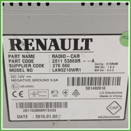 Infotainment RENAULT CLIO 4a Serie 1.5 dCi 259150869R 2012 2016 RENAULT LAN5210WR1