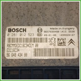 Centralina Motore Iniezione ECU BOSCH 0281012523 PEUGEOT 207 1.4 50kw 1943H9 2006 2009