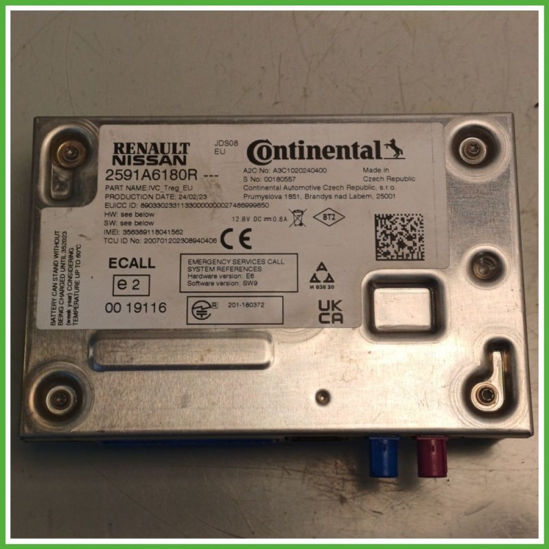Centralina Telematic Control Module CONTINENTAL A3C10220240400 RENAULT CAPTUR 2A SERIE PLUG-IN 2591A6180R 2020